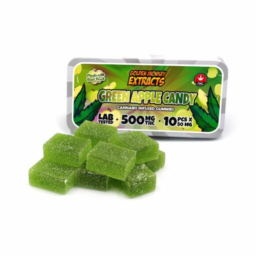 THC Gummy - High Dose - 500MG - Green Apple Candy