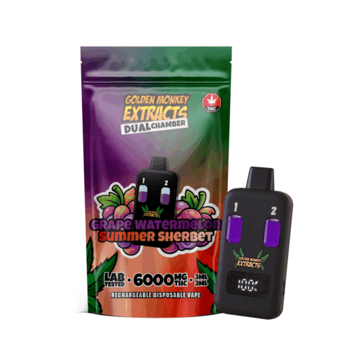 THC Vape - Dual Chamber - 6000MG - Grape Watermelon + Summer Sherbet