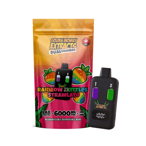 THC Vape - Dual Chamber - 6000MG - Rainbow Zkittles + Strawlato-